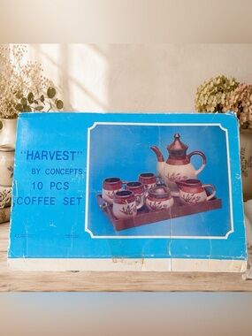 "Harvest" 10-Piece Brown Ceramic Coffee Set